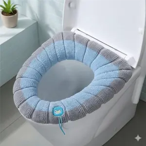 Year-Round Warm Toilet Seat Covers Set, Baby-Safe Material & Anti-Bacterial, Non-Slip Design, Easy to Clean, Upgraded Comfort & Warmth for Home Bathroom
