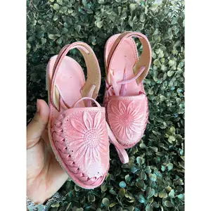 Mia Nina Leather Sandals for Women Summer Round Toe Huaraches Pink Floral Design Comfortable Walking Shoes