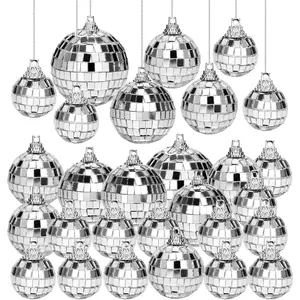 28 count Disco Balls Decoration 4 Sizes Mirror Disco Ball Mini   Ball for  Holiday Birthday Wedding Dance Christmas Tree  Party Decorations
