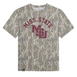 Mossy Oak Mississippi State Vault Bottomland T-Shirt, College Fan Graphic Tee, Hunting Fishing Apparel, Outdoor Streetwear Style