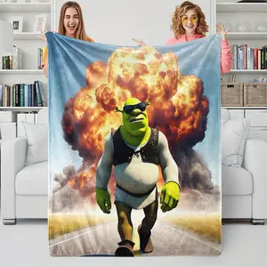 Shrek's funny face classic blanket,Flannel blanket,Flannel Throw Blanket,Suitable for adults, families, birthdays, multi-functional beds, sofas, bedrooms, travel decorations, gifts, home décor,Multiple styles available.