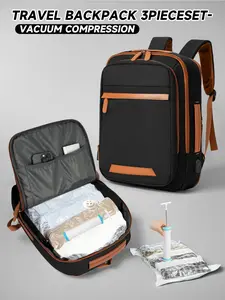 Large Capacity Expandable Travel Backpack, Vacuum Compression Bag, Fits Easyjet Airline, 45x32x22 Cm, Anti-Theft Pocket, Multi Compartment Backpack