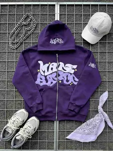 Y2K Retro Star And Letter Printed Zipper Hoodies，Spring Autumn Harajuku Y2K Women And Men Fashion Hip Hop Long Sleeve Hooded ，Avant-Garde - Street Casual Spring/Fall Loose Zipper Pocket Patched，Autumn and Winter Gothic Coat Sweatshirts Tops