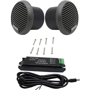 Herdio 3" inch Marine Bluetooth Speakers Boat Motorcycle Hot tub Stereo with Max Power 140 watt(A Pair) (Gray)