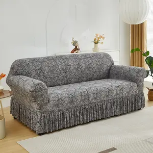 Luxury Crack Skirt Sofa Cover, Soft Elastic Fabric, Non-Slip Skirt Design, Single/double/three/four Seater, Pet Proof, Elastic Sofa Slipcover, Soft Sofa Protector