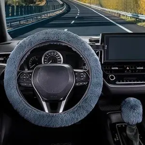 Plush multi-piece steering wheel set, modern high quality, breathable, warm, non-slip, sweat-absorbing and hair-proof. Gear dial cover, glove box mat, four-season GM decorative supplies set