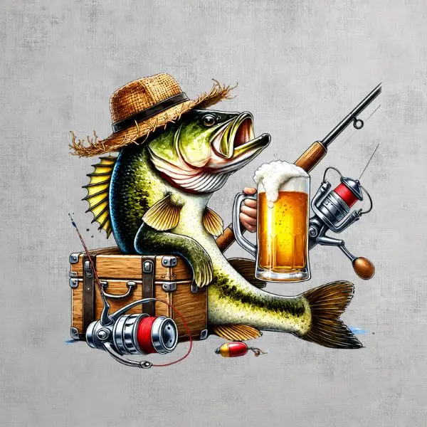 Gone Fishing Bass Sticker, Funny Beer Drinking Fish Vinyl Decal, Father's Day Gift for Dad, Bass Fishing Waterproof Sticker, Fisherman Car Laptop Tumbler Decal