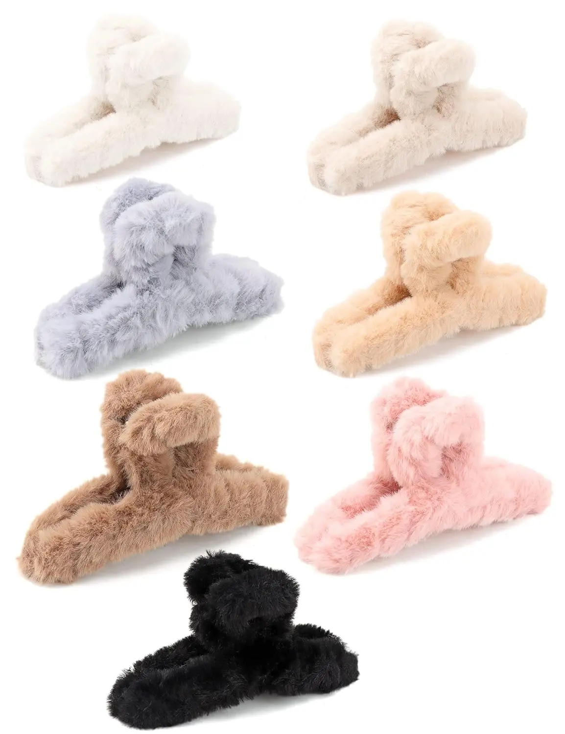 7 Pcs 4.5" Fuzzy Claw Clips for Thick Hair Cute Fuzzy Clip for Women Girls Soft Hair Clips in Multiple Colors