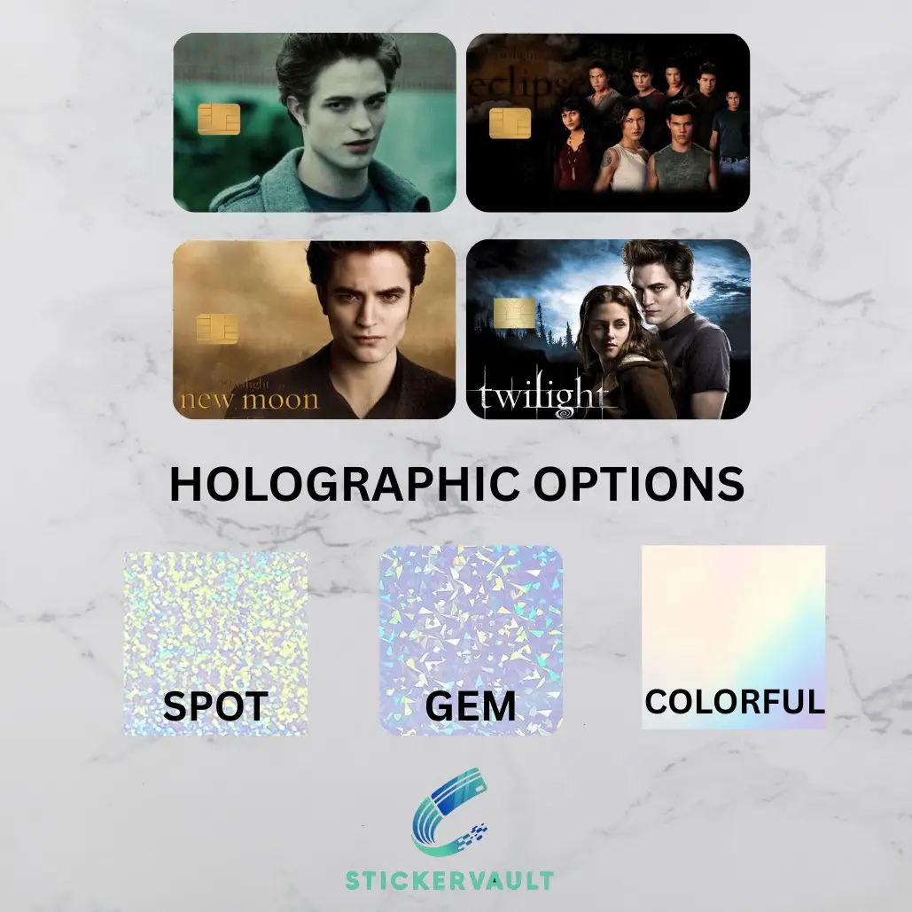 Twilight Saga Edward Bella Jacob Debit Card Sticker -small chip, Holographic Options