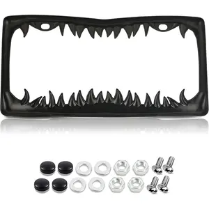 Black Shark Tooth License Plate Frame for Men, Horror Halloween License Plate Frame, 1 Pack