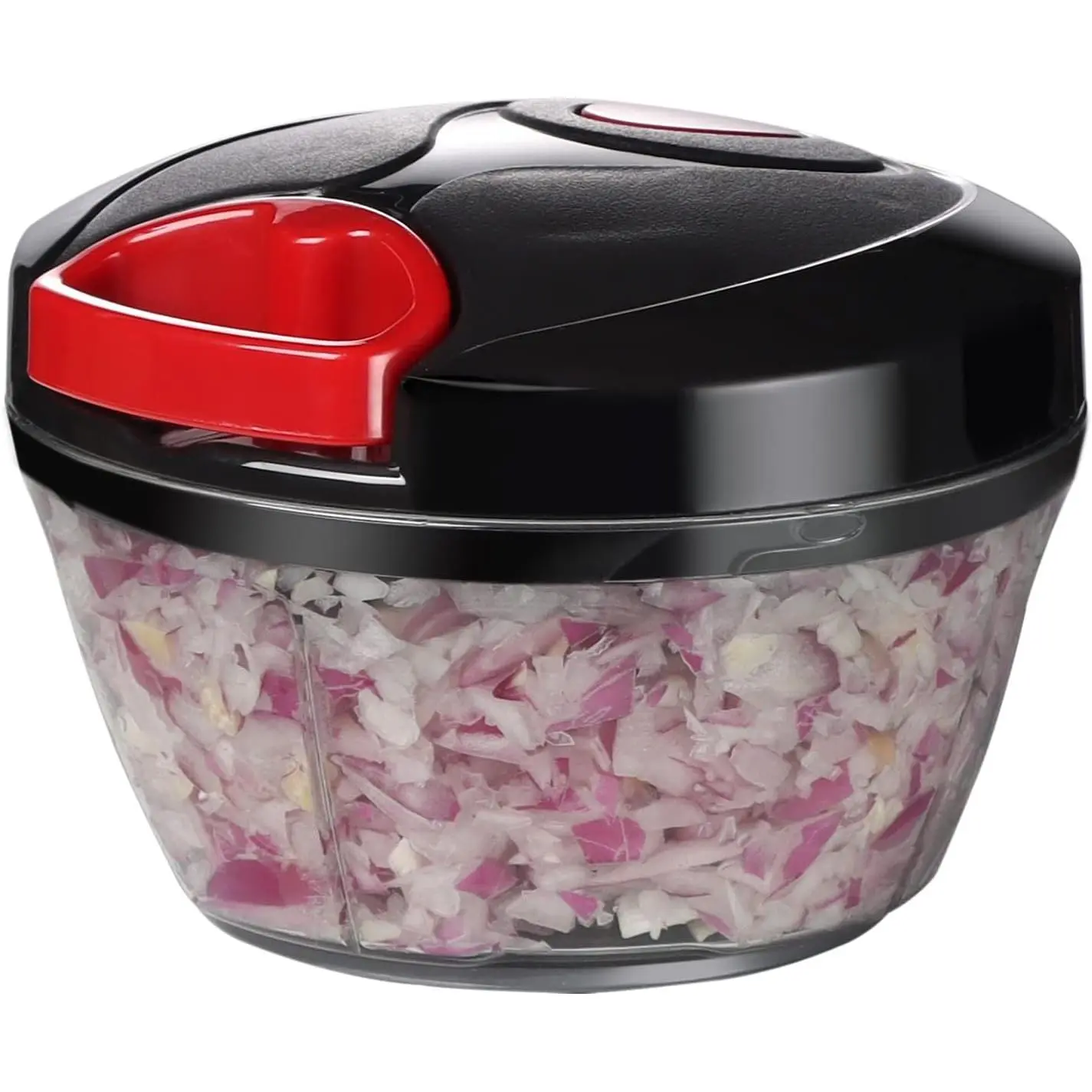 Kitchen 500ml Black Manual Food Processor - Hand-Pulled Vegetable Chopper, Acrylonitrile Garlic Grinder for Vegetables, Nuts, Herbs