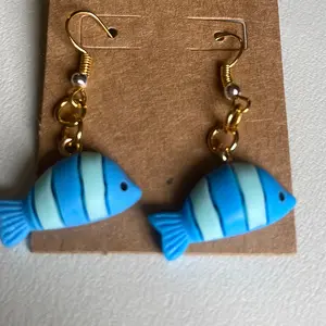 Blue fish earrings
