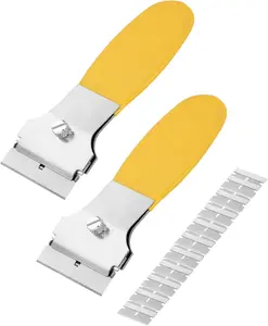- Razor  Scraper Set, 2 Pack, Yellow, Locking Razor Scraper Set with 10 Extra Carbon Steel , Window Scraper Tool, Glass Scraper ,  Scraper  Scraper for Cleaning