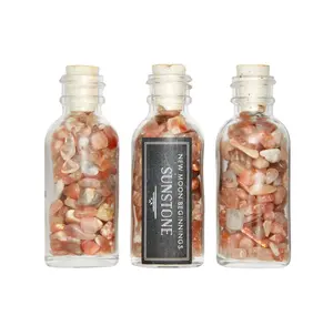 Sunstone Gem Bottle - Polished Chips of Sunstone Crystals