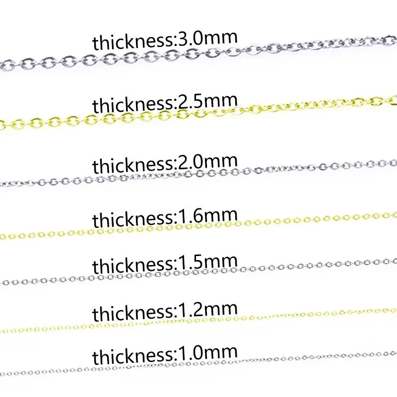 1-3mm Stainless Steel Chain Necklace For Women Men DIY Jewelry Making 40-90cm Long Chains Around Neck Chains