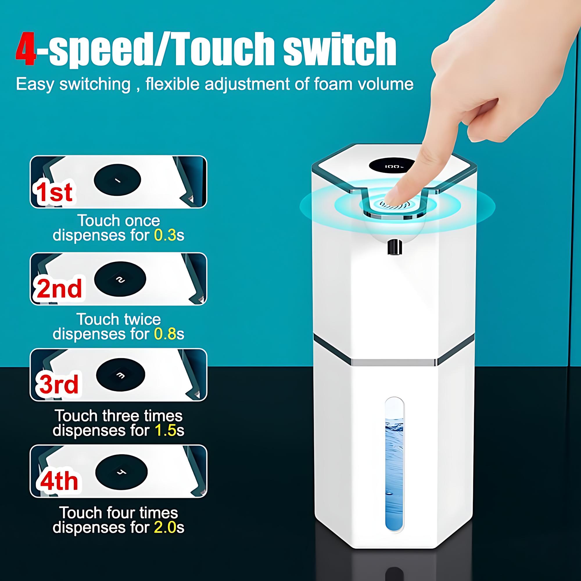 USB Rechargeable Automatic Soap Dispenser – Smart Touchless Liquid Soap Dispenser with Adjustable Foam Levels, IPX5 Waterproof Wall Mounted Soap Dispenser for Home Bathroom Kitchen