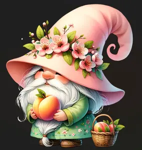 Kids Gnome Peach Theme Ready-to-Press DTF Heat Transfer - DTF Transfers for Cotton/Polyester, Press Settings 300-320°F, 270-290°F
