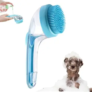 Pet Bath Brush & Shampoo Dispenser 2-in-1 Soft Silicone Dog Cat Scrubber with Built-In Dispenser Gentle Bristles Non-Slip Grip for All Pets