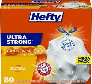 80 Bags Ultra Strong 13 Gallon Trash Bags Citrus Twist Scent