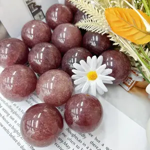 TOP！Strawberry Quartz sphere Crystal Ball reiki Healing 38mm