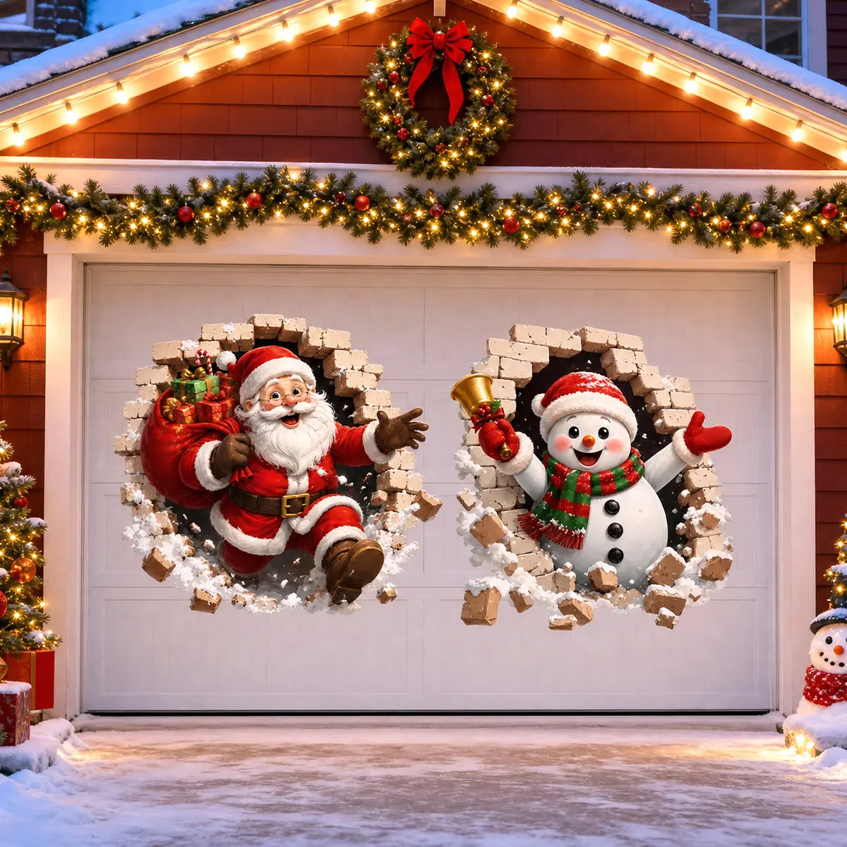 3PCS Christmas Static Cling Decals, 19/23 inches with nano‑adhesive dots. Festive, easy‑to‑apply decorations ideal for living rooms, walls, windows, garages and other home surfaces for holiday decor.