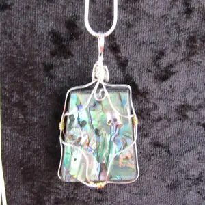 Abalone Shell Wire Wrapped Necklace