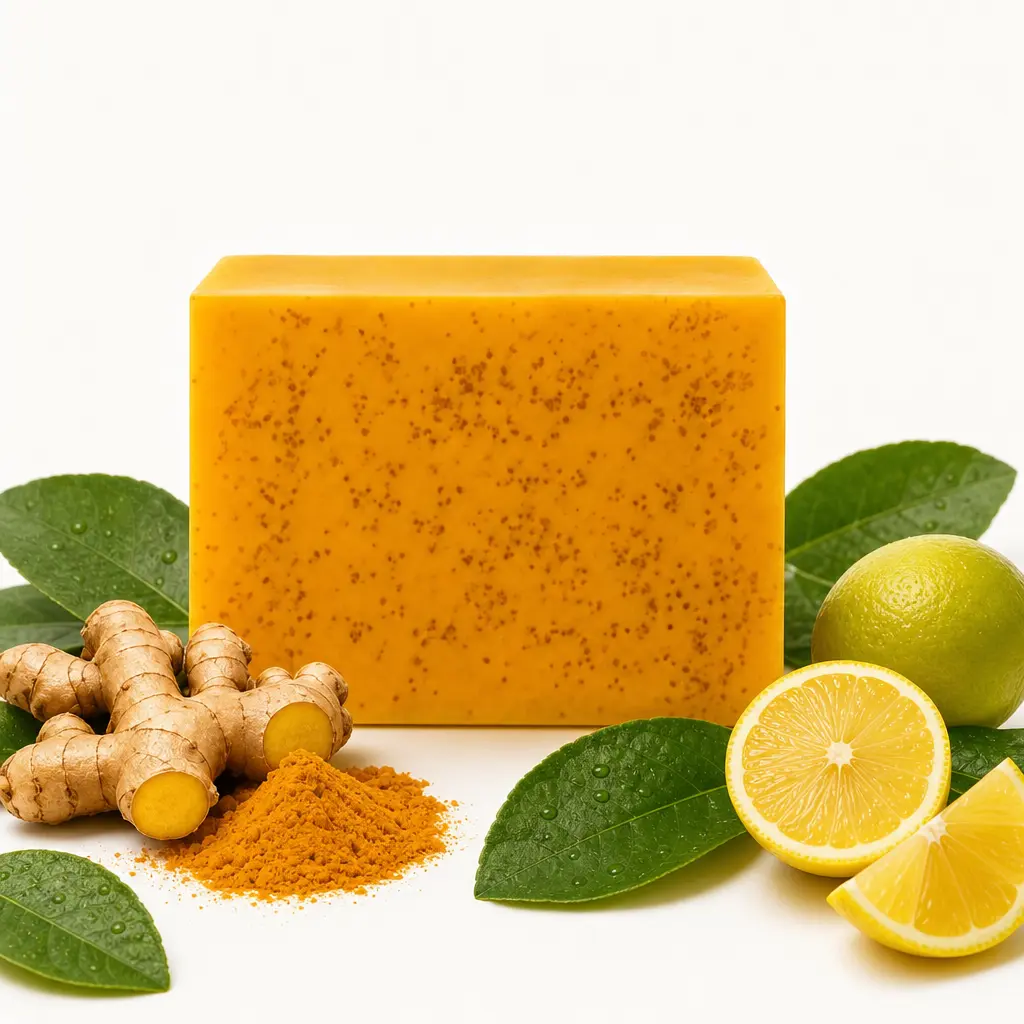 Kojic Acid Turmeric & Lemon Exfoliating Soap Bar, Daily Face and Body Wash for Brightening, Dark Spots, and Even Tone - Rich Foam Formula for Adults