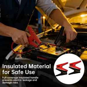 Copper-Coated Battery Clamps Set of 4, 150a Rating, 2 & 2 Crocodile Clips, Ideal for Jump-Starting & Heavy-Duty Repairs