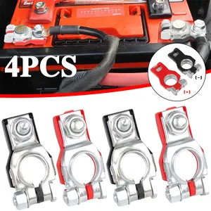 4Pcs Heavy Duty Universal Top Post Battery Terminal Connectors - 2 Positive & 2 Negative for Reliable Car Battery Connections