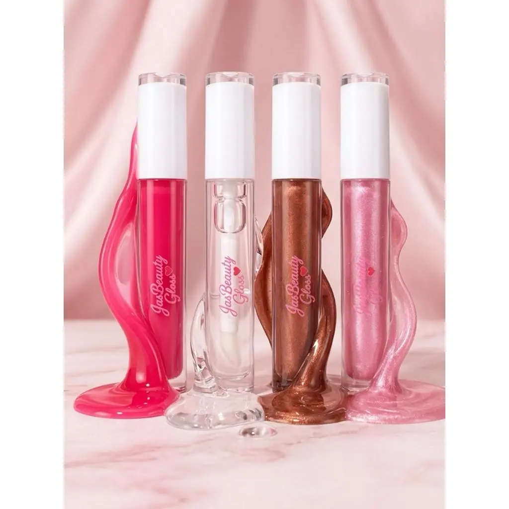 Coquette Pink High-Shine Lip Gloss 4-Pack Cosmetic Set, Bronze-Shaded, Hydrating, Long-Lasting, Moisturizing Aesthetic Lip Makeup Combo