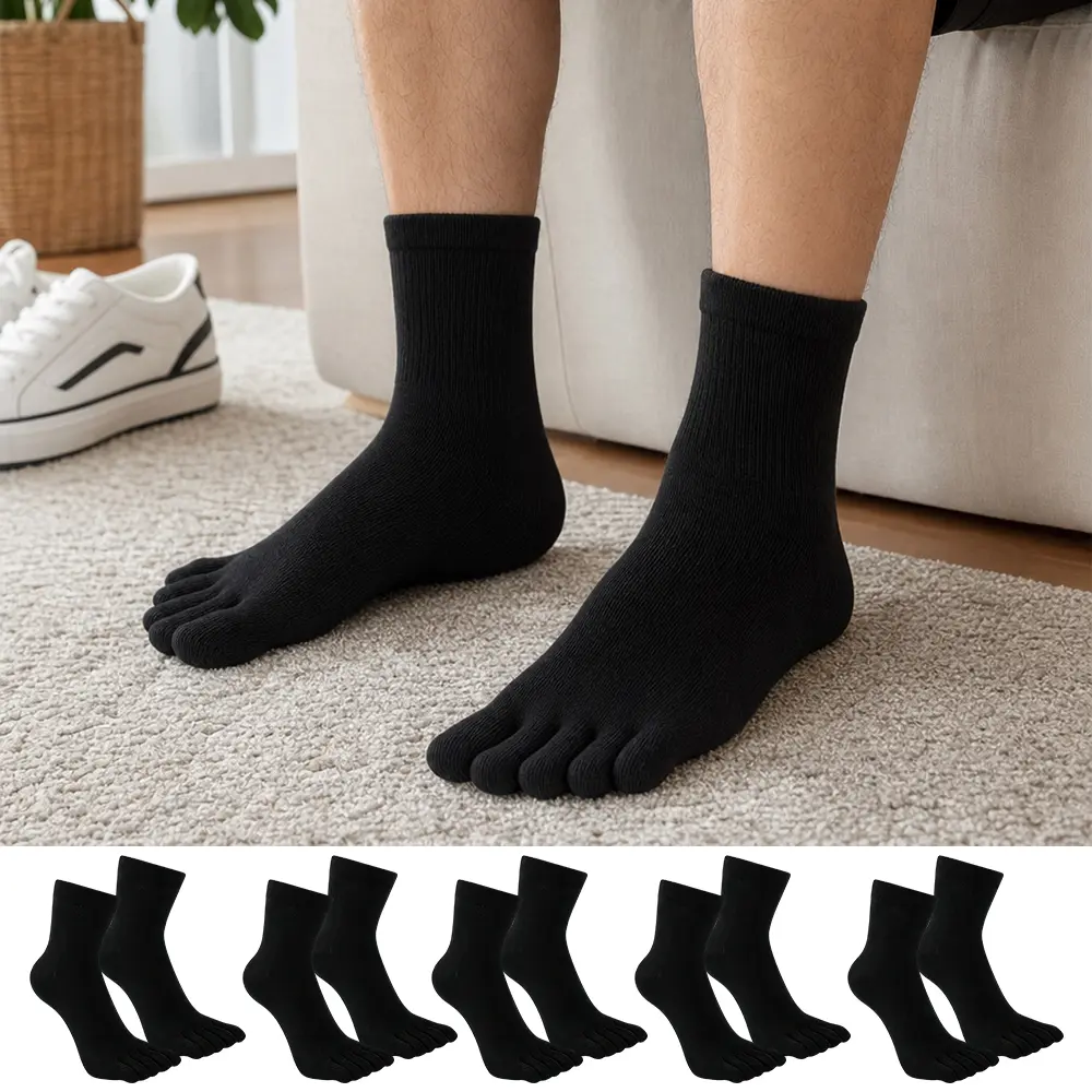5 Pairs Toe Socks for Men Women - Five Finger Socks Cotton Crew Breathable for Athletic Running Sports