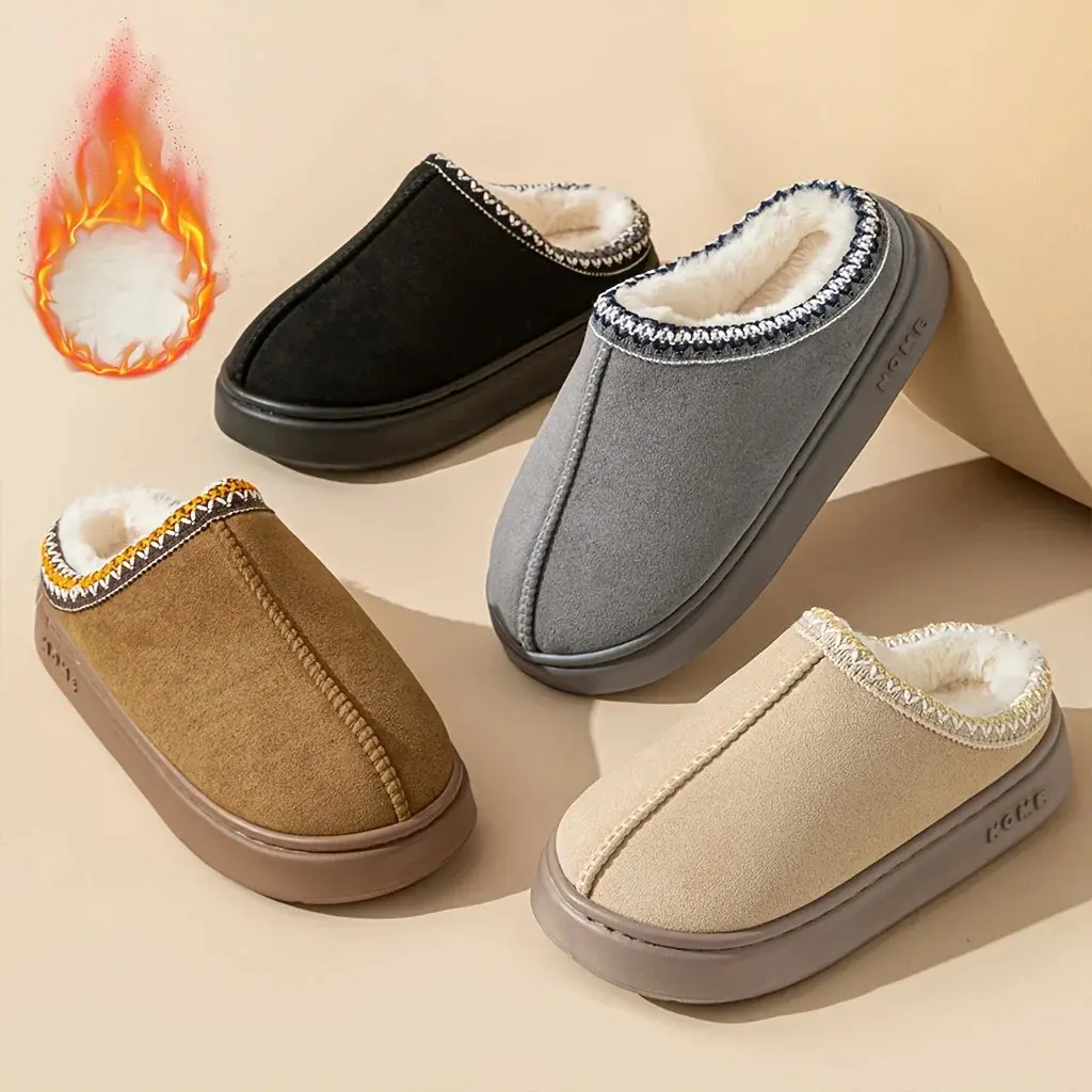 Women's Comfort Lined Slippers Soft Sole Winter Warm Indoor Outdoor Shoes Elegant Couple Slippers