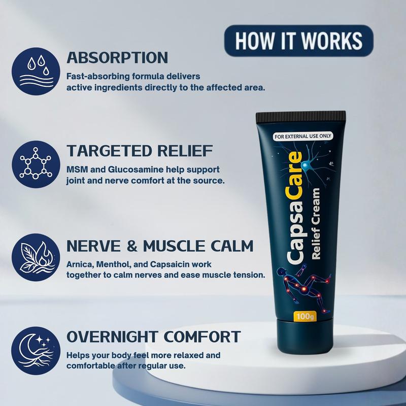 Neuropathy Relief Neuropathy Relief Cream | Neurosoothe Formula Nerve Cream, Capsicum Pain Relief Cream, Contains Capsaicin, Arnica, Menthol, Msm, And Glucosamine, Suitable For Feet, Hands, Legs, Muscles, Joints, And Waist | 100g