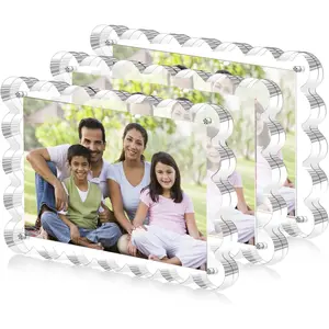 High-Value Wave Frame, Family Photo Acrylic Magnetic Picture Frame Home Decor, Stylish and Functional Wall Art Accessory