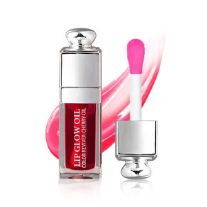 Hydrating Lip Glow Oil, Lip Oil Gloss Transparent Toot Tinted Nourishing Long Lasting Repairing Lightening Lip Lines (CHERRY) 0.2 OZ Skincare