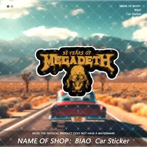 Megadeth-ars, Scooter Sticker, Car Decal, Bumper Sticker Decoration, Waterproof, Anti-UV, Fog Effect, Vinyl Sticker, Suitable for Cars, Laptops, Helmets, Motorcycles, Toolboxes, Refrigerators, Scooter Stickers