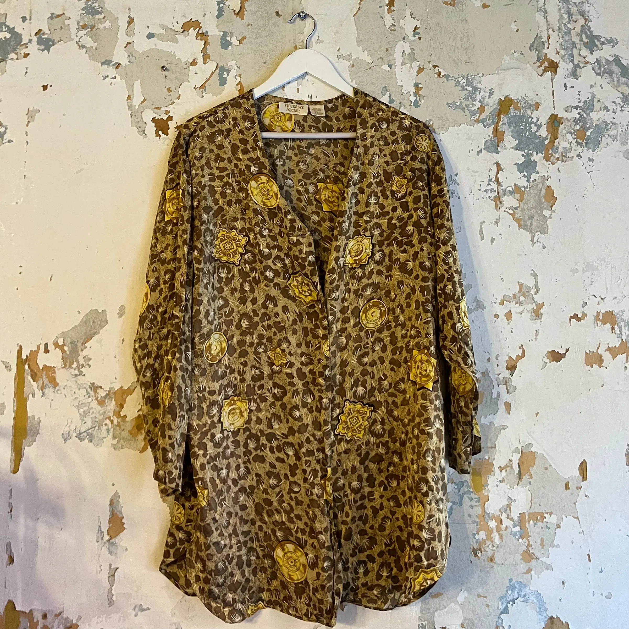 Vintage 100% Silk Leopard Print Robe