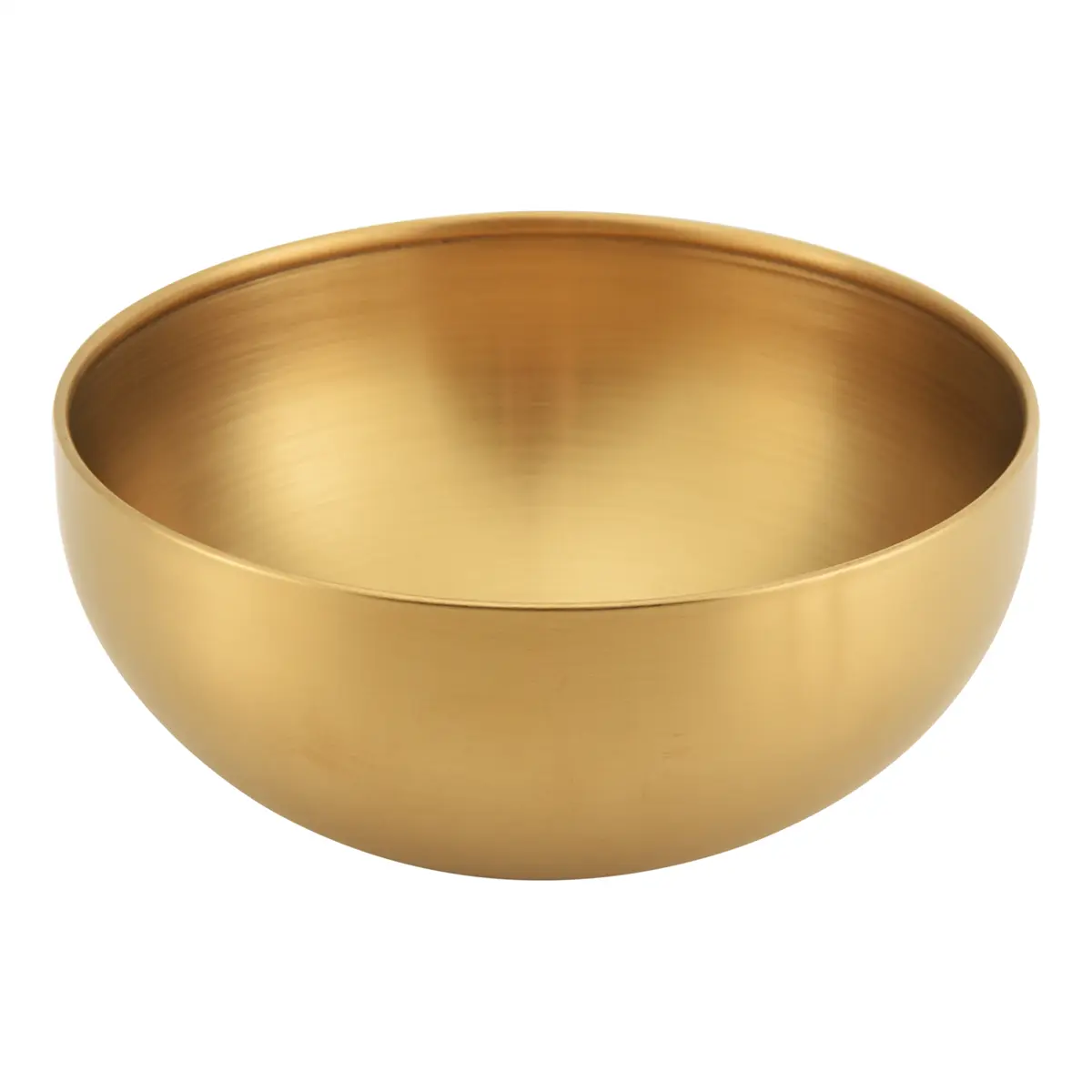 Corrosion-Resistant Brushed Stainless Steel Salad Bowl - 15x7cm Gold Non-Slip Tableware, Large-Capacity Kitchen Food Container for Korean Soup, Ramen, Daily Life Use