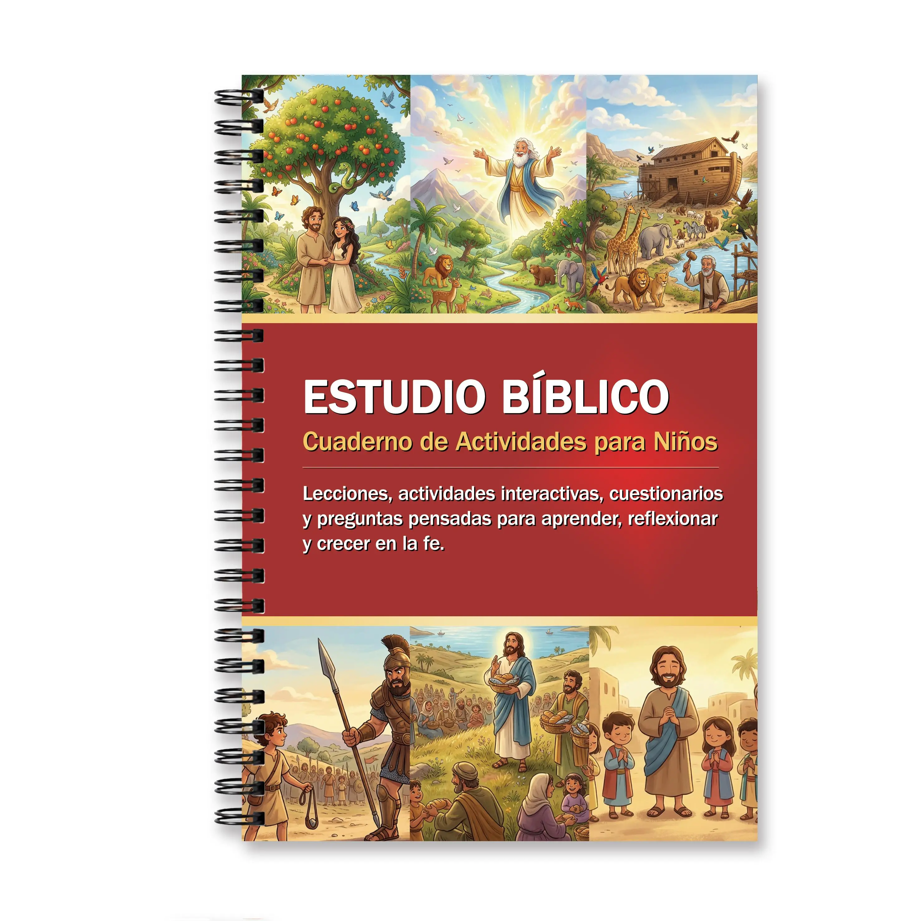 Prycken  ESTUDIO BÍBLICO Cuaderno de Actividades para Niños  Lecciones, actividades interactivas, cuestionarios y preguntas diseñadas para aprender, reflexionar y crecer en la fe.Ideal para niños cristianos  | Educación en casa