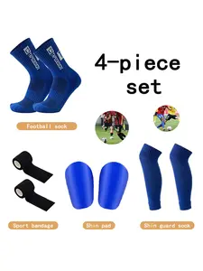 4Pcs New Men Women Football Equipment Outdoor Sports Anti Slip Football Socks Fitness Socks Running Socks Sports Adhesive Bandage High Elastic Socks Covers Compression Socks Mini Shin Pads Game Training Accessories