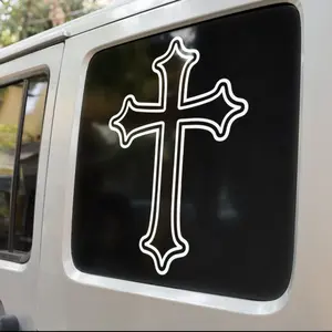 Christian Cross Outline Decal | VINYL DECAL | Cross Decal | Religious Decal | Car Decal | Laptop | Truck SUV Decal | Custom Vinyl Car Decal