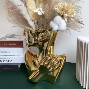 Ceramics Statue Flower Vase Face Pots Bust Head Shaped for Birthday Gifts Home Office Decoration