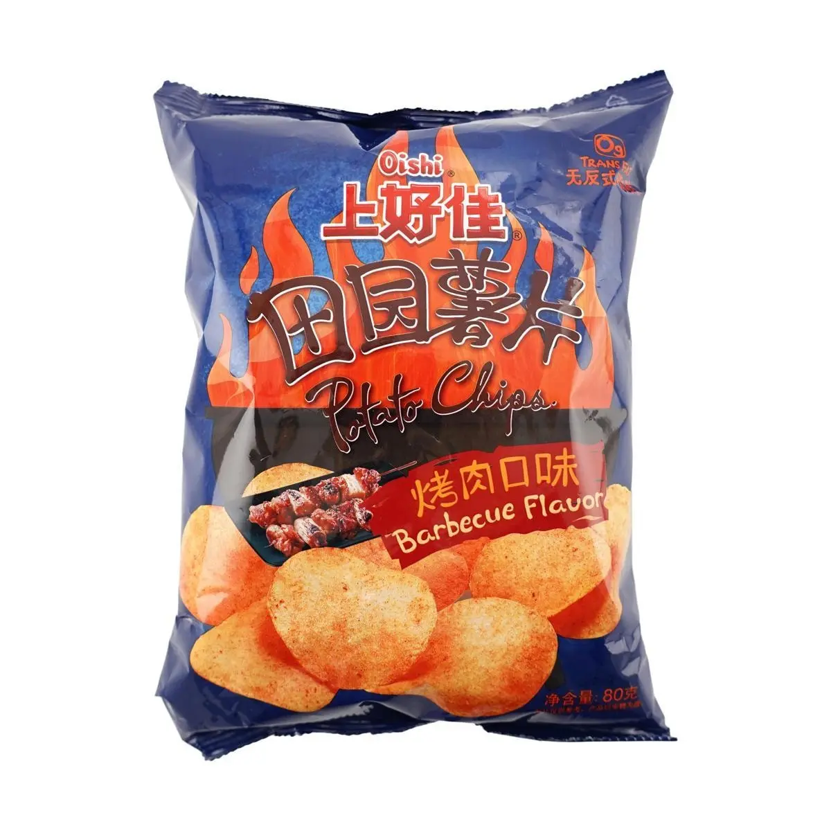OISHI Grilled Pork Flavor Potato Chips 80g - Savory BBQ Snack for TikTok