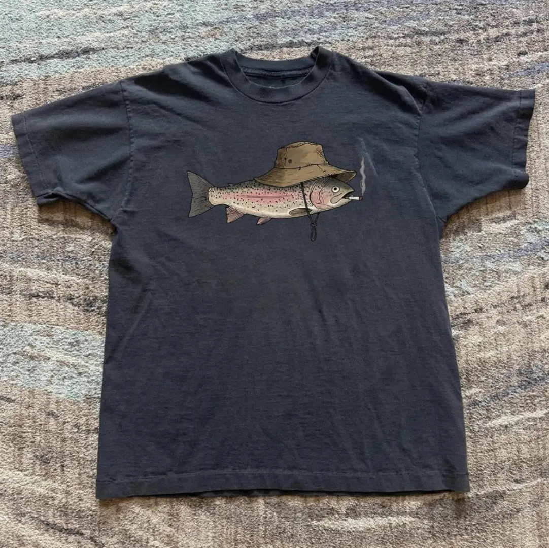 Rainbow Trout Fishing T-Shirt, Fish Shirt, Animal Tee, Gifts Shirt, Unisex Vintage Graphic Tees Gothic Grunge Y2k Emo Scene Amity Affliction Style Clothes Men Women Streetwear