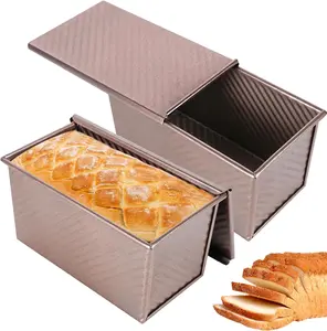 Spmarkt  2pack Pullman Bread Pans with Lid, 1LB Capacity Bread Loaf Pan, Non-Stick, Easy Release Sandwich Bread Loaf Pan for Baking Homemade Bread Bakeware Reusable Mold