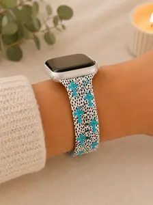 Turquoise Cross Watch Band | Western Faith Watch Strap | Black White Speckled Watch Band