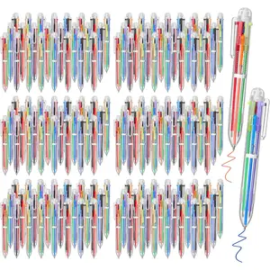 144 count Multicolor Ballpoint Pens 0.5 mm 6 Colors Transparent Barrel Ballpoint Pen 6-in-1 Multicolor Retractable Ballpoint Pens for Office School Supplies Gifts