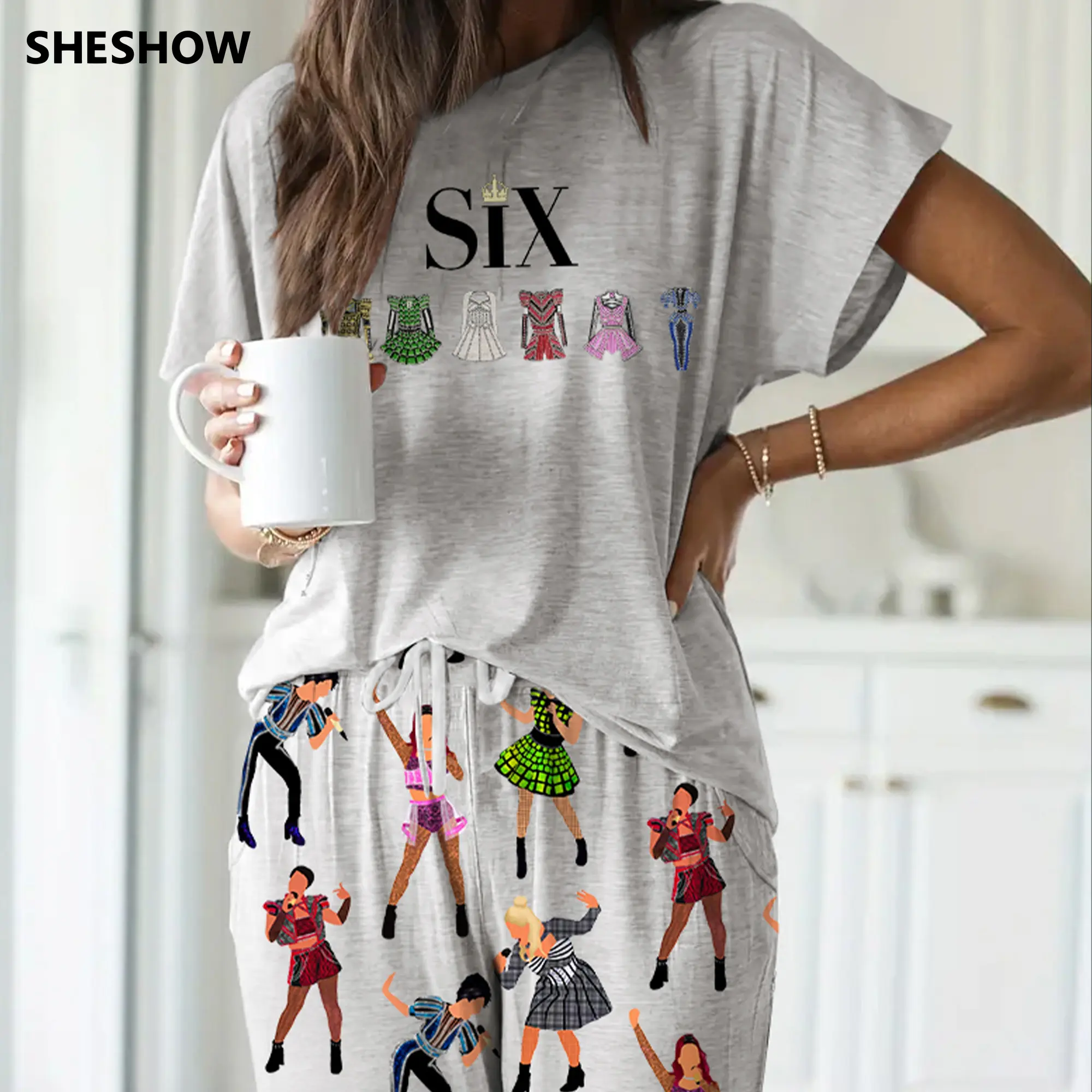 SHESHOW Six Musical Casual Pajama Set For Women