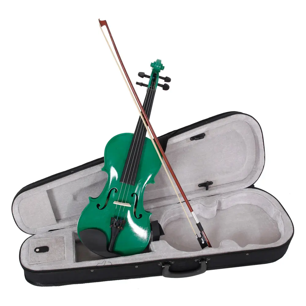 4/4 Handmade Green Basswood Acoustic Violin Kit for Beginners, Teens & Adults - String Instrument Set with Case, Bow, Violin Rosin - Ideal for Birthday & Festival Musical Gifts (Viola Shop Item)