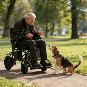 Conquer Tough Terrains! 12° Incline & 15-Mile Range Power Wheelchair Heavy-Duty 300 lbs | Folds in Seconds | #TravelWithEase #AgingInPlace